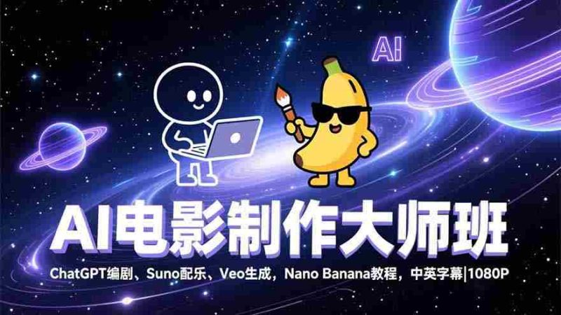 (17011期)AI电影制作大师班:ChatGPT编剧、Suno配乐、Veo生成,Nano Banana教程,中英字幕|1080P-OG资源站