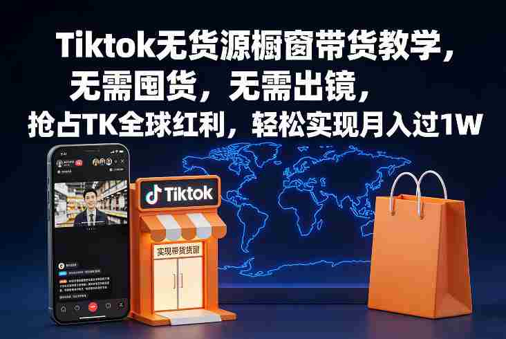 Tiktok无货源橱窗带货教学,无需囤货,无需出镜,抢占TK全球红利,轻松实现月入过1W-OG资源站