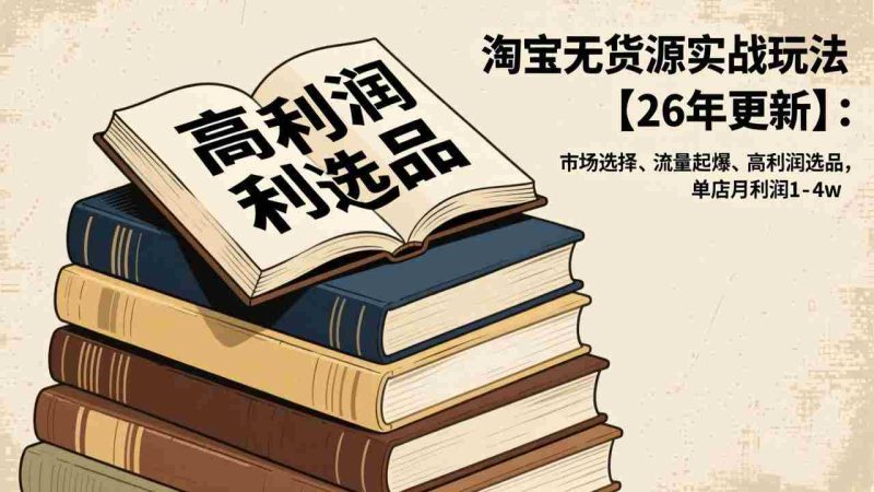 (17046期)淘宝无货源实战玩法【26年更新】:市场选择、流量起爆、高利润选品,单店月利润1-4w-OG资源站