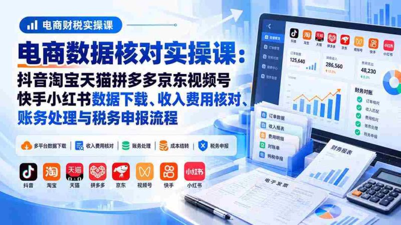 揭秘电商财务高手之路：抖音、淘宝、天猫、拼多多、京东、视频号、快手、小红书数据深度解析与税务合规实操指南-OG资源站