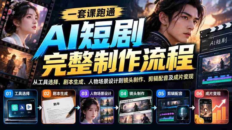 轻松掌握AI短剧全制作流程：从选工具到剧本、角色场景，再到拍摄、剪辑、配音及盈利变现-OG资源站