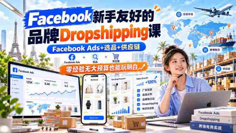 新手轻松上手Facebook Dropshipping课程，深度解析Facebook Ads、精选产品及供应链，即使零基础低预算也能掌握全流程【双语字幕教学-OG资源站