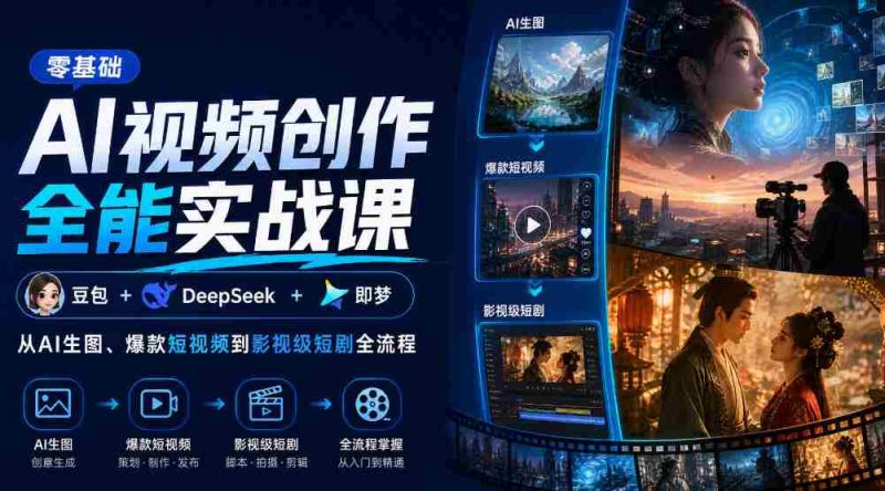 零基础AI视频创作全能实战课｜豆包+DeepSeek+即梦，从AI生图、爆款短视频到影视级短剧全流程-OG资源站