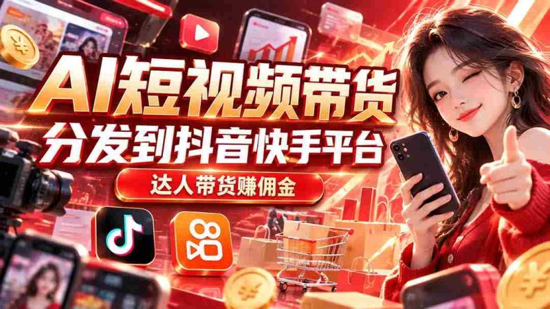 抖音快手平台助力AI短视频带货，达人佣金收益丰厚-OG资源站