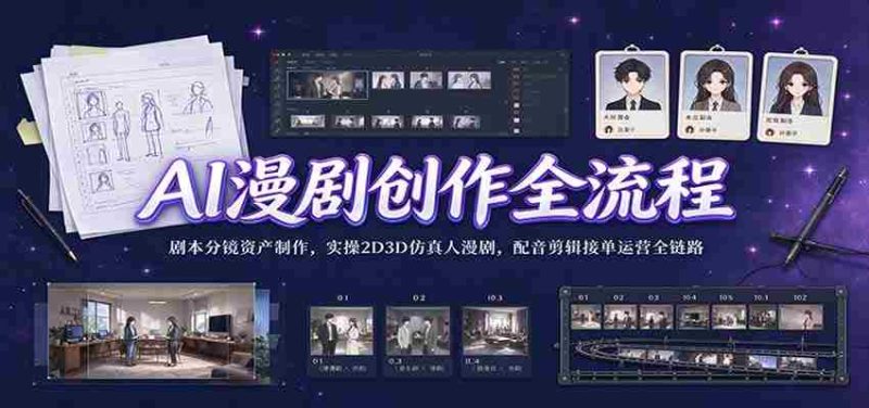 揭秘AI助力下的漫剧制作全过程:从剧本到分镜,再到2D3D仿真人制作,配音剪辑,接单运营,一网打尽全产业链实操技巧-OG资源站