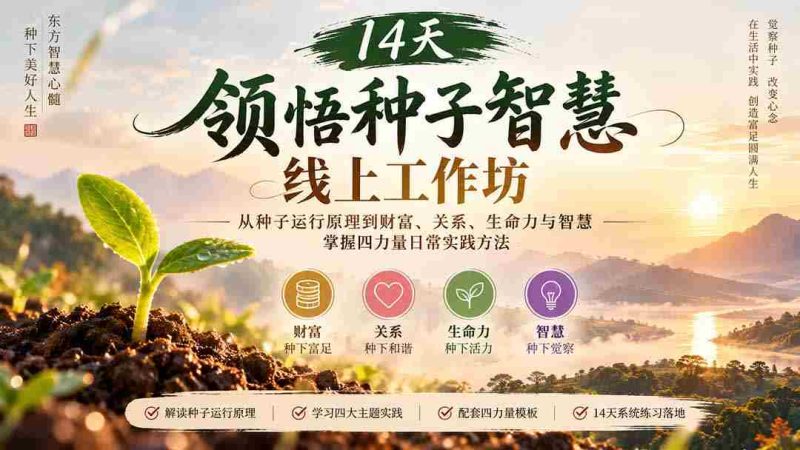 14天领悟种子智慧线上工作坊｜从种子运行原理到财富、关系、生命力与智慧，掌握四力量日常实践方法-OG资源站