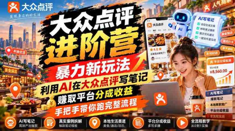 AI赋能点评达人,大众点评升级攻略:笔记创作新技巧,轻松赚取平台分红,全程实操教学-OG资源站