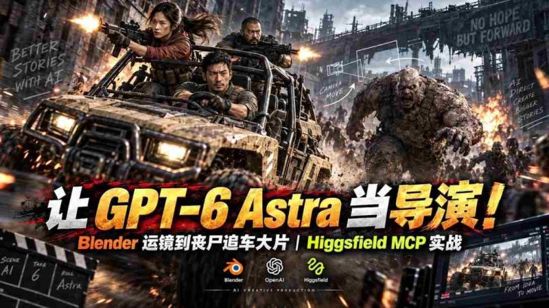 让GPT-6 Astra当导演！Blender运镜到丧尸追车大片｜Higgsfield MCP实战-OG资源站