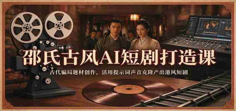 邵氏古风AI短剧打造课:古代骗局题材创作,活用提示词声音克隆产出港风短剧-OG资源站