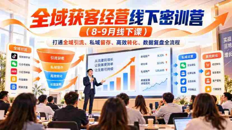 8-9月线下全域营销精英密训，全方位解锁引流、留存、转化与数据复盘之道-OG资源站