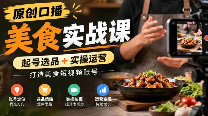 独家揭秘:原创美食短视频制作课程,从选品到运营,助力打造热门美食账号-OG资源站