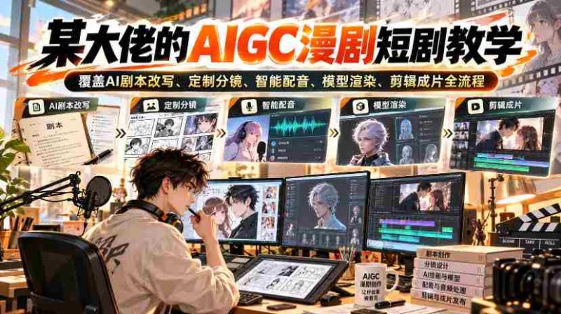 某大佬的AIGC漫剧短剧教学,覆盖AI剧本改写、定制分镜、智能配音、模型渲染、剪辑成片全流程-OG资源站