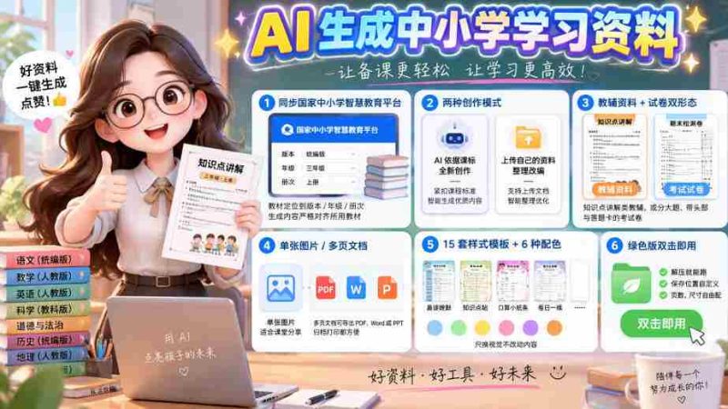 别再盲目选购教辅:紧跟国家中小学智慧平台,AI智能制作图文并茂的辅导资料与试卷-OG资源站