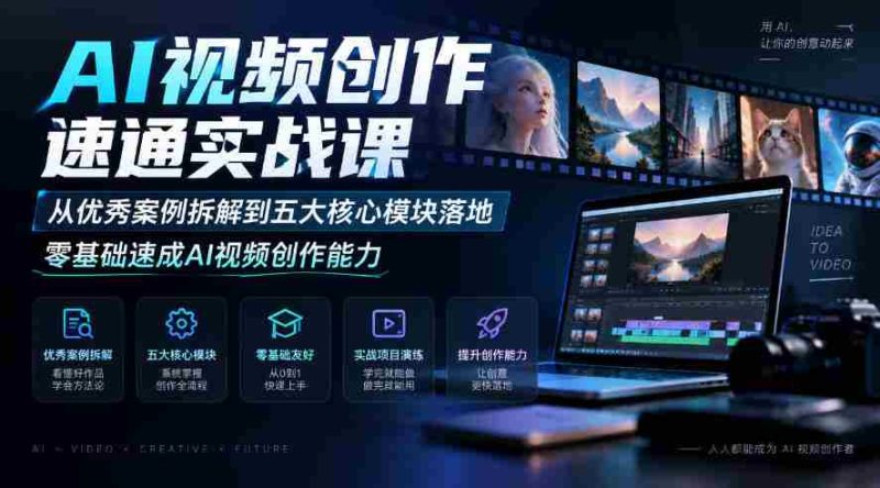 零起点AI视频制作高手训练营：深入剖析顶尖案例，掌握五大关键环节，快速解锁视频创作技巧-OG资源站