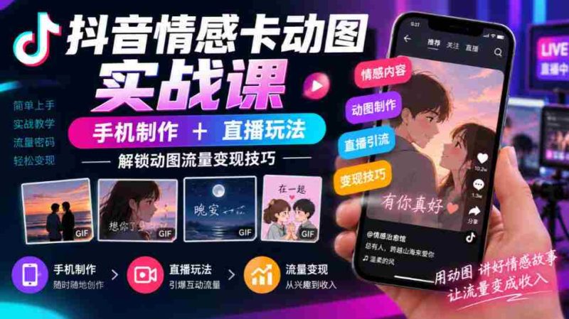 揭秘抖音情感动图制作与直播营销之道,手机操作轻松实现流量变现-OG资源站