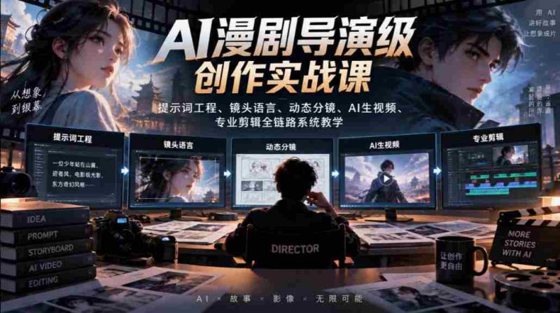 AI漫剧导演级创作实战课|提示词工程、镜头语言、动态分镜、AI生视频、专业剪辑全链路系统教学-OG资源站
