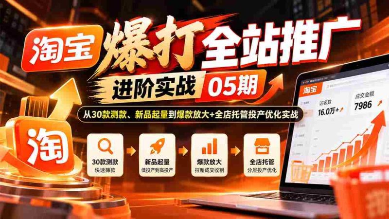 揭秘淘宝全站推广高阶秘籍:深入剖析30款测款策略,新品销量激增,爆款放大与全店托管投产优化实战技巧-OG资源站