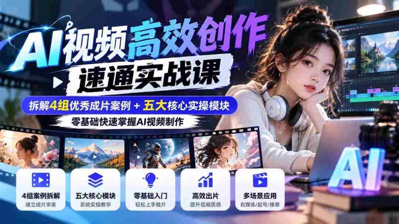 高清无痕】AI视频制作快速上手攻略：剖析四大精品作品，五大实战模块，小白也能轻松精通！-OG资源站