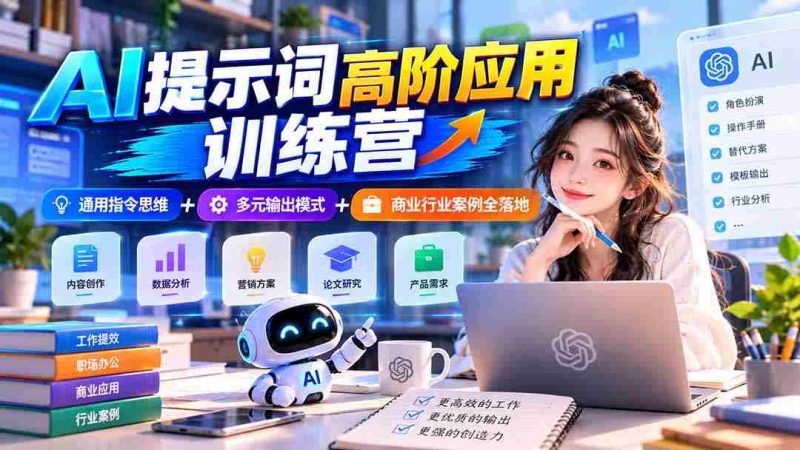 【无水印】AI提示词高阶应用训练营｜通用指令思维+多元输出模式+商业行业案例全落地-OG资源站