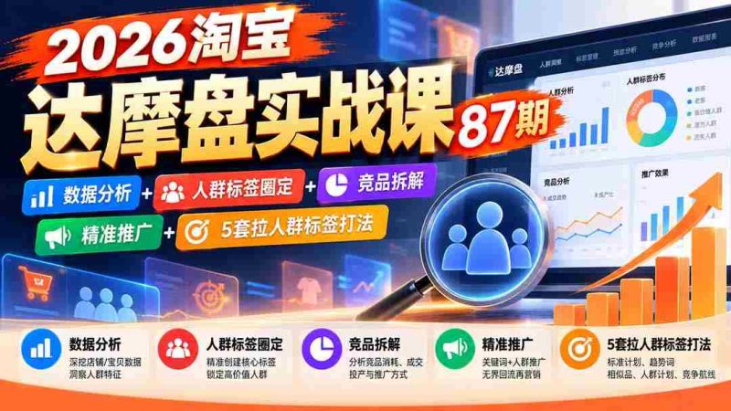 2026淘宝达摩盘实战课87期：数据分析+人群标签圈定+竞品拆解+精准推广+5套拉人群标签打法-OG资源站