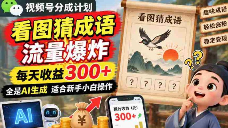 揭秘:图解成语短视频分成攻略,流量激增日入超300,AI制作轻松上手零难度-OG资源站
