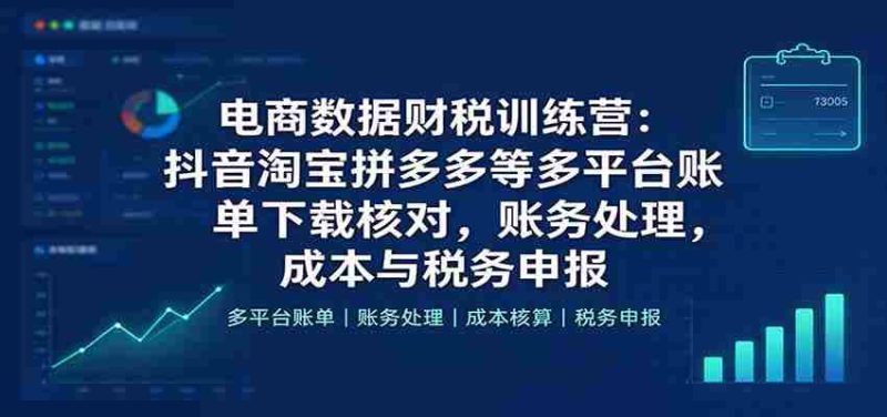 抖音、淘宝、拼多多等电商平台财税实战班：全方位学习账单下载核对、账务处理及成本税务申报技巧-OG资源站