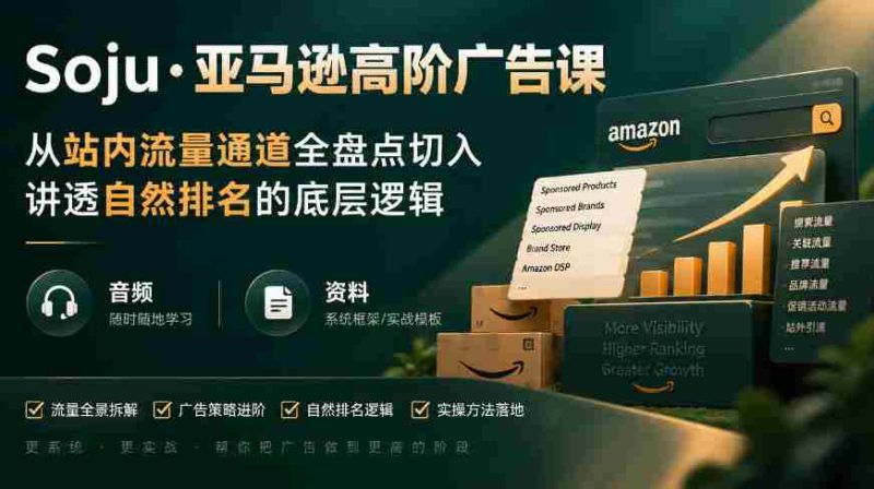 揭秘亚马逊广告进阶策略：深度解析站内流量秘径，揭示自然排名核心原理（直播+音频+学习资料）-OG资源站