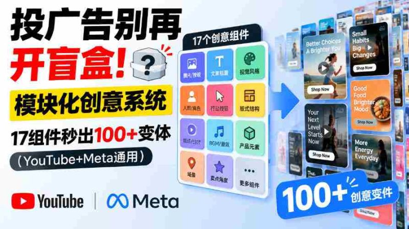 告别广告盲盒时代！一应俱全的模块化创意平台，17项组件助您瞬间打造百款风格（适用于YouTube与Meta平台）【独家双语呈现-OG资源站