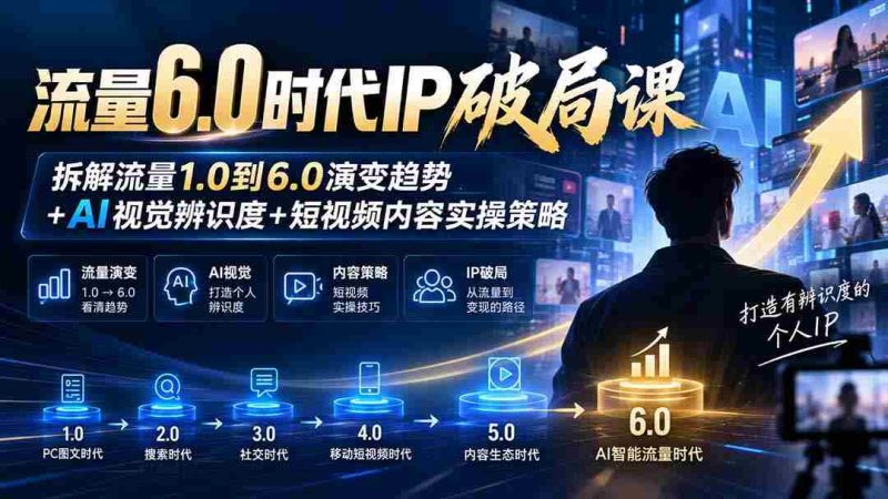 流量6.0时代IP破局课：拆解流量1.0到6.0演变趋势+AI视觉辨识度+短视频内容实操策略-OG资源站