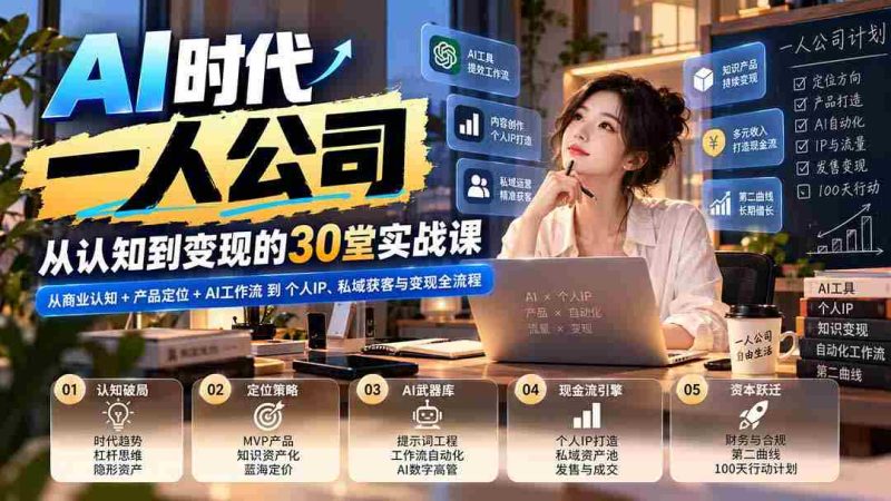高清呈现】AI新时代,打造独属你的企业传奇:全方位解析商业洞察、产品精确定位、AI工作流,再到个人品牌、私域流量捕获与盈利策略,全程30节实战教学-OG资源站