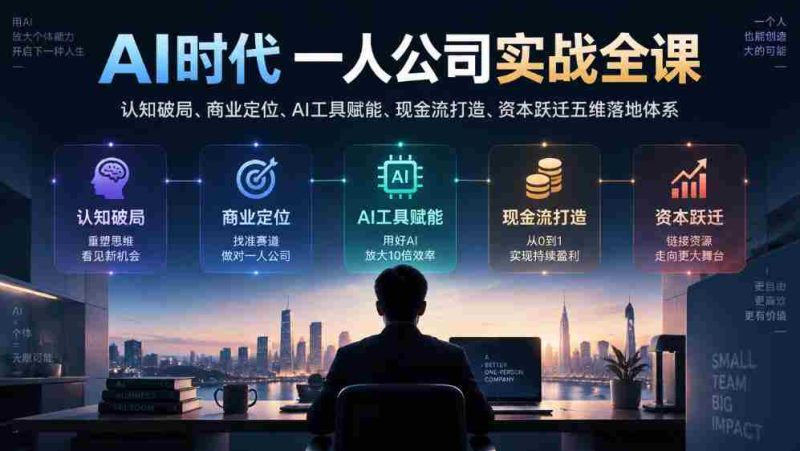 AI时代一人公司实战全课|认知破局、商业定位、AI工具赋能、现金流打造、资本跃迁五维落地体系-OG资源站