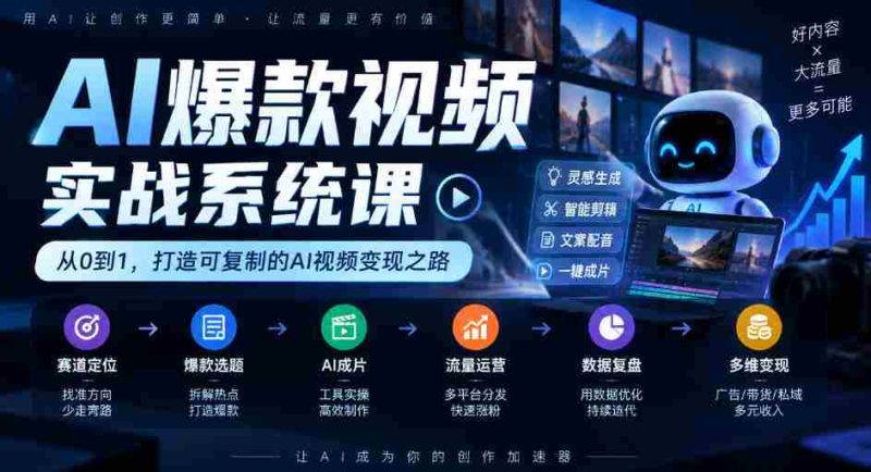 AI爆款视频制作全攻略:从定位到变现,AI剪辑与流量运营的实战教学-OG资源站