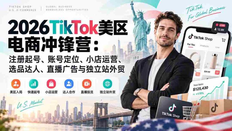 2026年TikTok美国市场电商特训营:账号创建与定位、店铺运营、达人选品、直播营销与外贸独立站建设-OG资源站