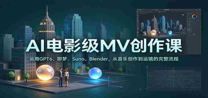 AI电影级MV创作课：运用GPT6、即梦、Suno、Blender，从音乐创作到运镜的完整流程-OG资源站