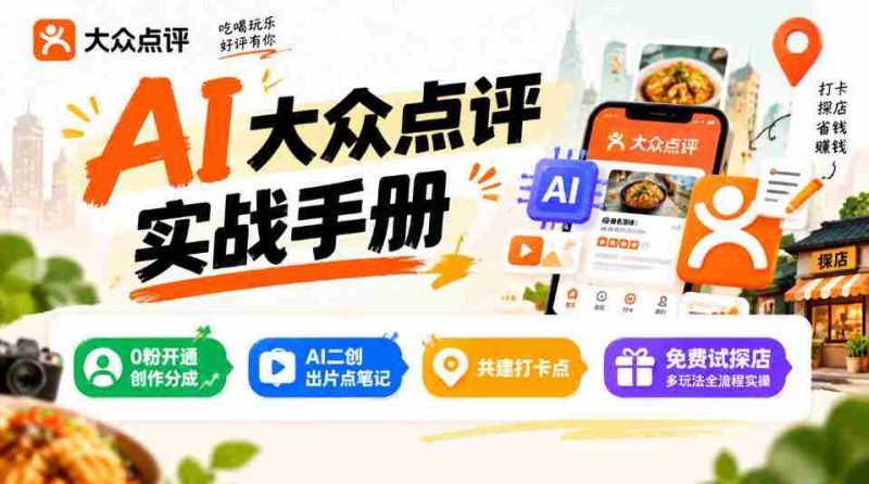 揭秘某局AI点评秘籍:零粉也能分润,AI二创轻松出片,打卡点共建,探店玩法一网打尽-OG资源站