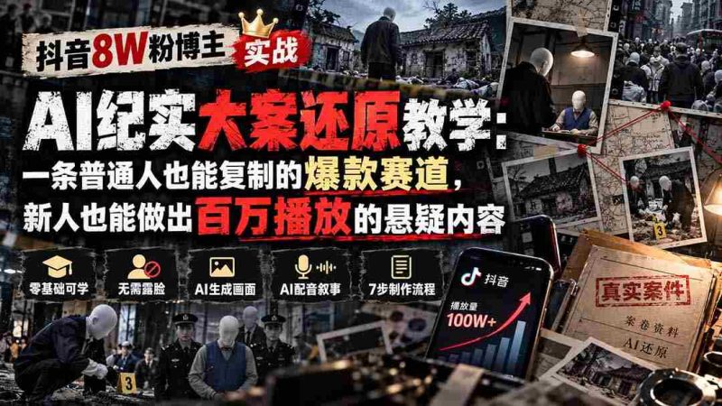 揭秘抖音8万粉丝博主AI纪实神作重现:揭秘一条新手可学的热门赛道,轻松打造百万观看的悬疑盛宴-OG资源站