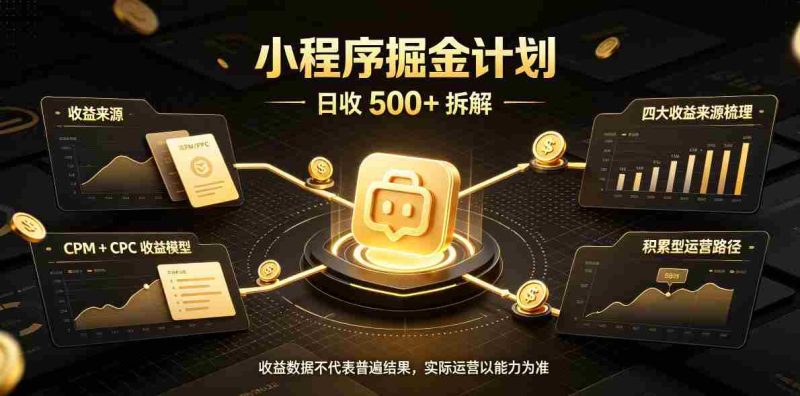 揭秘:日进斗金的小程序推广攻略,腾讯官方保障收益,高客户留存,持续稳定获利-OG资源站