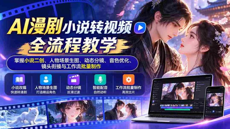 一招掌握AI漫剧小说转视频全技巧：从小说二创到音色优化，解锁场景生图与动态分镜艺术-OG资源站