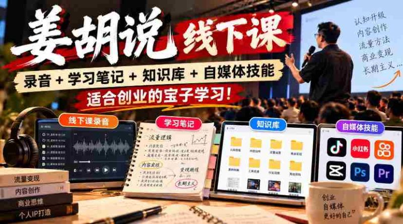 姜胡线下课程精华集锦：录音、笔记、知识库及自媒体技巧，助力创业新锐成长！-OG资源站