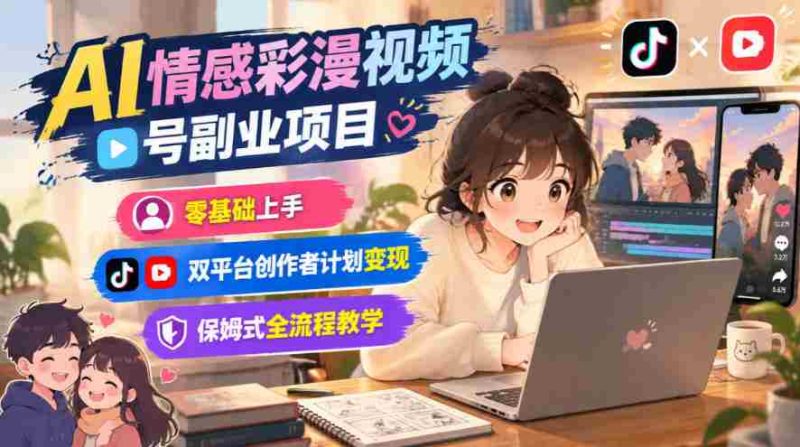 轻松开启AI情感彩漫副业，新手也能轻松掌握！双平台创作者盈利攻略，一站式保姆级教程助力变现-OG资源站