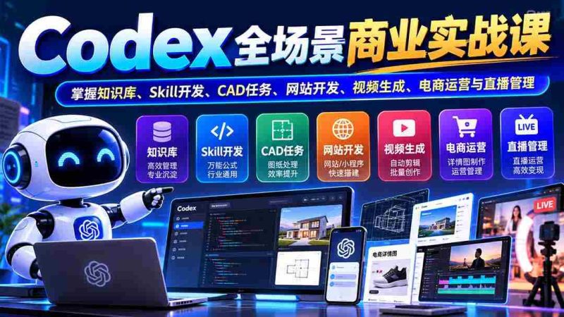 全新升级】Codex全方位商业实战教程——精通知识库构建、技能开发、CAD操作、网站制作、视频制作、电商运营及直播管控-OG资源站