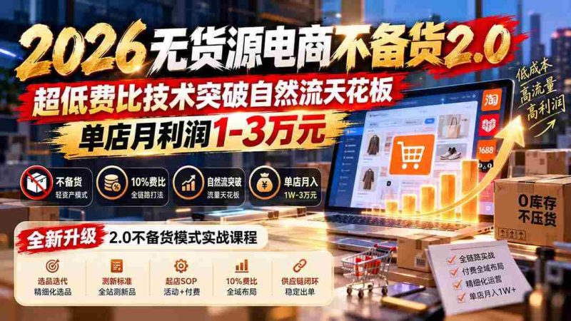 2026年无库存电商新篇章:无需备货2.0版震撼来袭,技术革新突破成本极限,单店月赚轻松过万-OG资源站