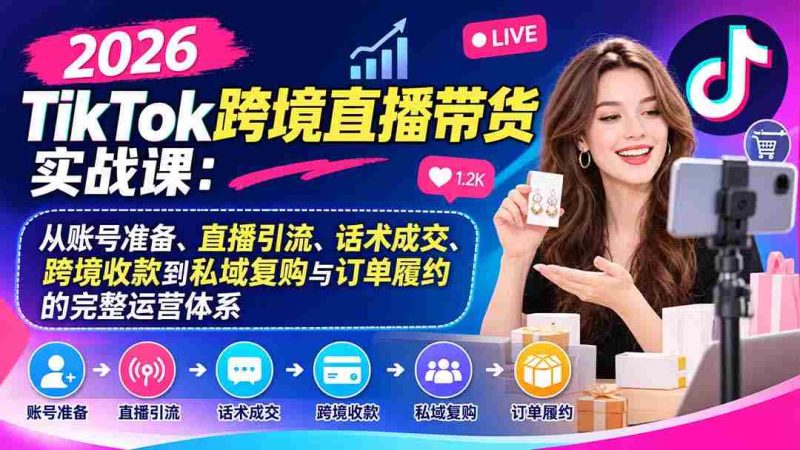 2026年TikTok国际直播销售实战指南：全方位解析账号搭建、直播吸粉、沟通成交、跨国结算及私域维护与订单执行的运营攻略-OG资源站