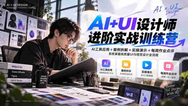 纯享版】AI与UI设计高手班第四季：深度解析AI工具，案例剖析，实战演练，作业精评，解锁UI视觉设计全技能-OG资源站