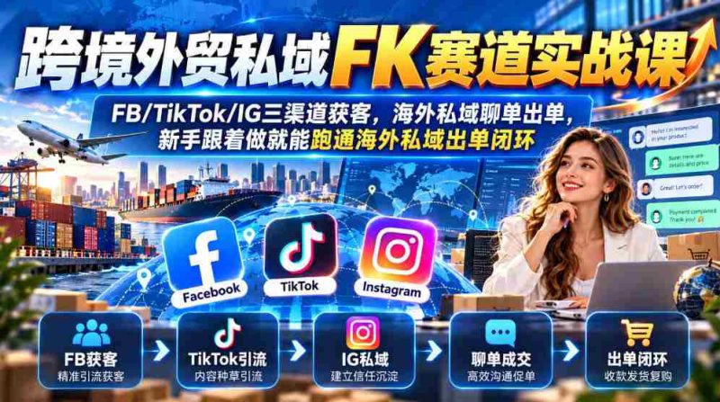 实战攻略：征战跨境电商私域市场，掌握FB、TikTok、IG多平台吸粉技巧，轻松实现海外私域订单转化全链路-OG资源站