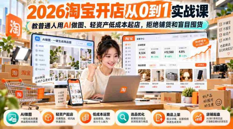 2026年淘宝创业攻略:零基础AI绘图技巧,轻松资产起步,告别铺货囤货误区-OG资源站