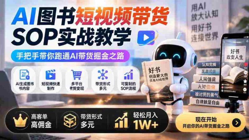 揭秘AI图书短视频带货攻略:全方位实操教程,助你轻松月入过万,多渠道高收益,一招掌握AI掘金秘籍-OG资源站