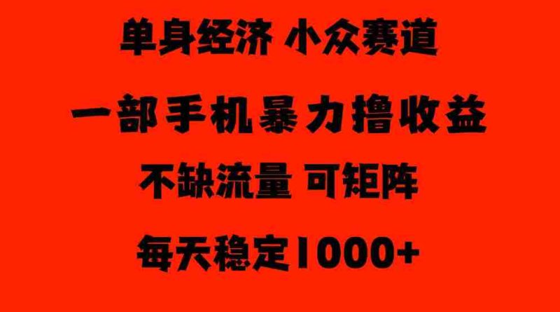 揭秘:长达26年独闯单身经济市场,日均收益500至1000元,流量充沛,冷门领域门槛低,新手也能轻松驾驭-OG资源站