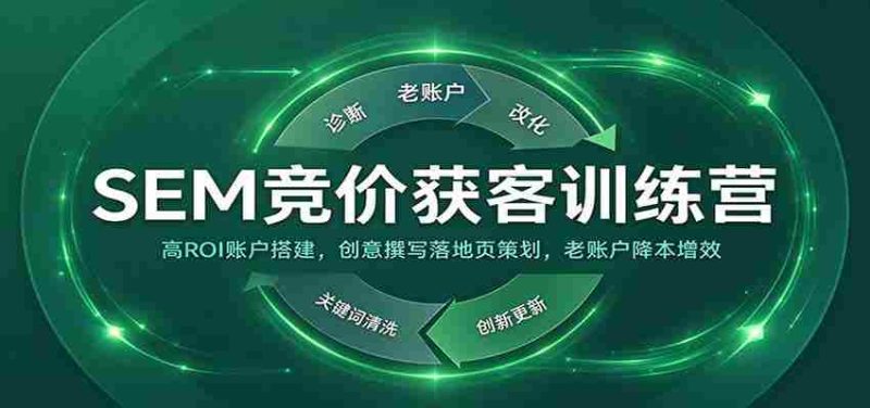 SEM竞价获客训练营：高ROI账户搭建，创意撰写落地页策划，老账户降本增效-OG资源站