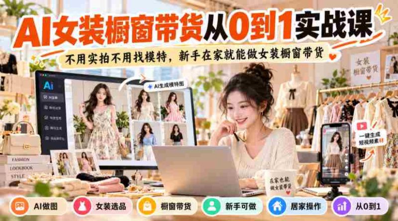 从零起步，AI助力女装橱窗直播带货攻略：无需实拍，无需模特，新手轻松在家开启电商之旅-OG资源站